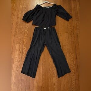 THE GREAT. Black Eyelet sleep set